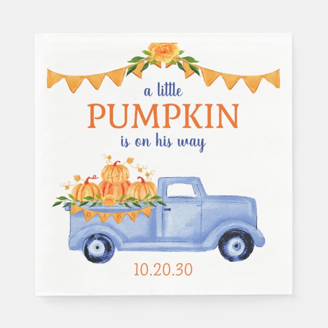 Little Pumpkin Boy Baby Shower Napkins (Front)