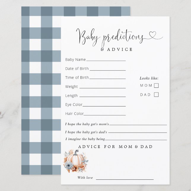 Little Pumpkin Boy Baby Shower Predictions Advice (Front/Back)