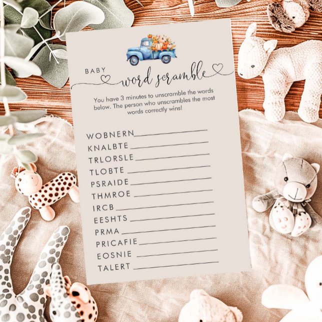 Little Pumpkin Boy Baby Shower Word Scramble  (Creator Uploaded)