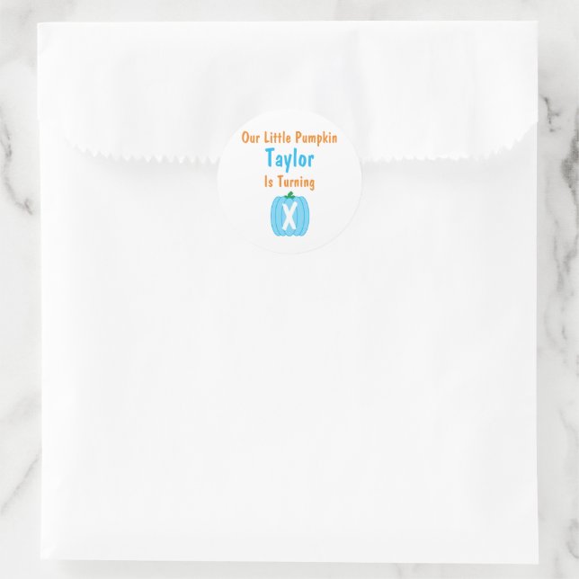 Little Pumpkin Boy Birthday Classic Round Sticker (Bag)