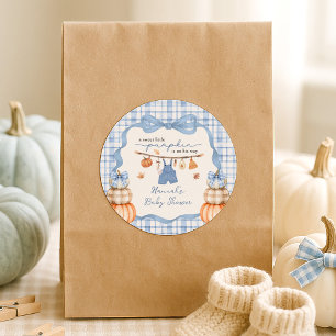 Little Pumpkin Boy Clothes Fall Baby Shower Classic Round Sticker
