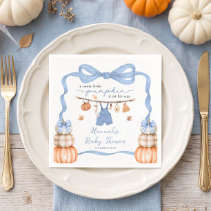 Little Pumpkin Boy Clothes Fall Baby Shower Napkin