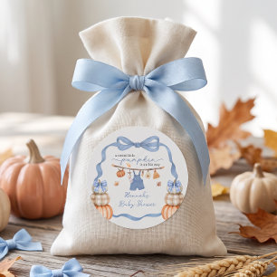Little Pumpkin Boy Fall Baby Shower Classic Round Sticker