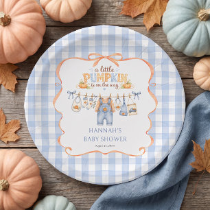 Little Pumpkin Boy Fall Baby Shower Paper Plate