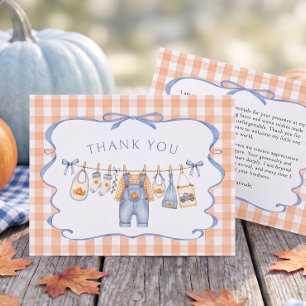 Little Pumpkin Boy Fall Baby Shower Thank You Card