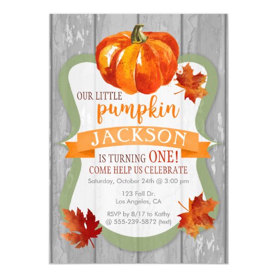 Little Pumpkin Boy's Autumn Birthday Invitation