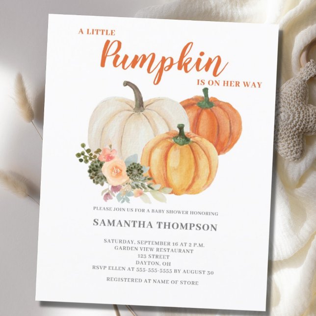 Little Pumpkin Budget Fall Baby Shower Invitation (Creator Uploaded)