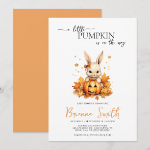 Little Pumpkin Bunny baby animal fall Baby Shower Invitation