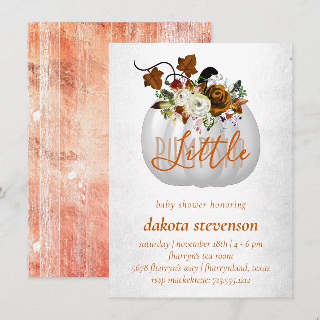 Little Pumpkin | Burnt Orange Floral Baby Shower Invitation (Front/Back)