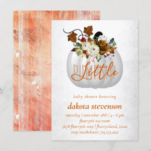 Little Pumpkin   Burnt Orange Floral Baby Shower Invitation