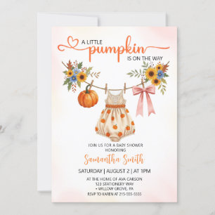 Little Pumpkin Clothes Autumn  Girl Baby shower Invitation