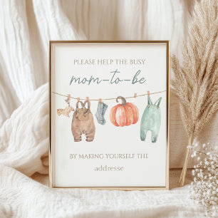 Little Pumpkin Clothes Boy Busy Mum-to-Be Address Poster
