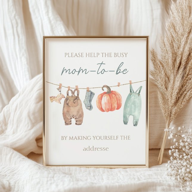 Little Pumpkin Clothes Boy Busy Mum-to-Be Address Poster (Creator Uploaded)