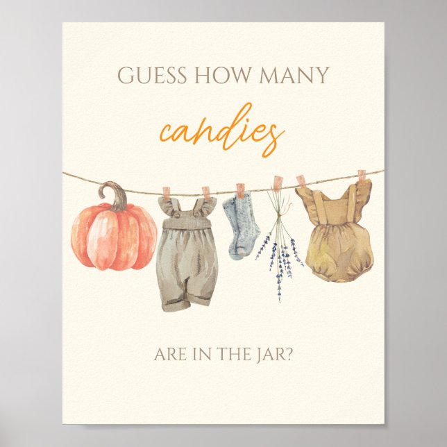 Little Pumpkin Clothes Guess How Many Candies Poster (Front)