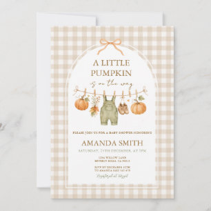 Little Pumpkin Clothesline Baby Shower Invitation