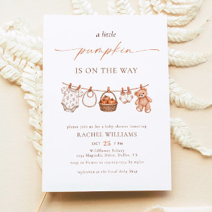 Little Pumpkin Clothesline Fall Baby Shower Invitation