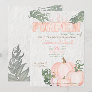Little Pumpkin Coral Baby Shower Invitation