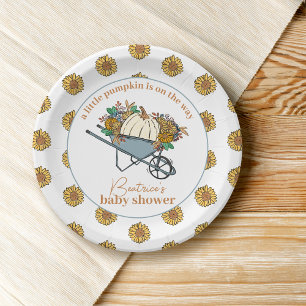 Little Pumpkin Country Garden Fall Baby Shower Paper Plate