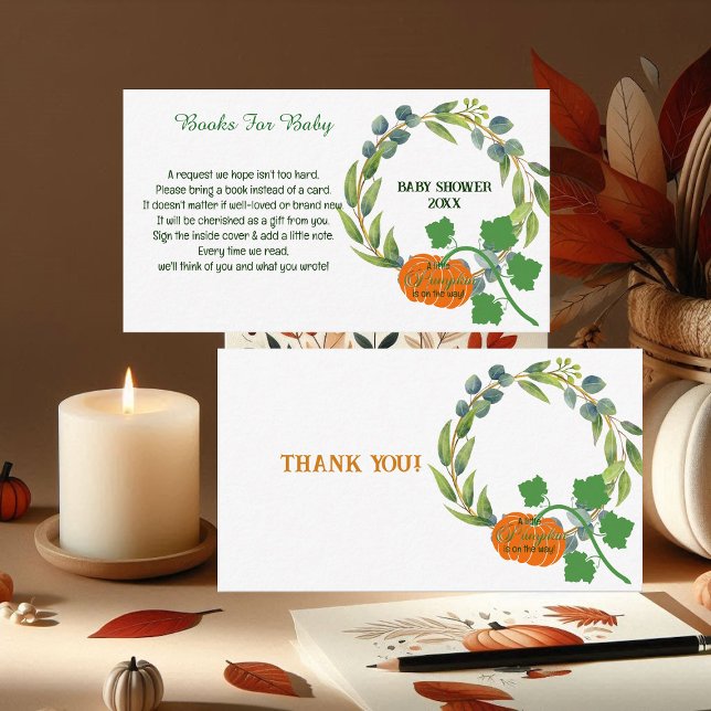 Little Pumpkin Couples Baby Shower Greenery Wreath Enclosure Card (Little Pumpkin Couples Baby Shower Greenery Wreath Enclosure Card)