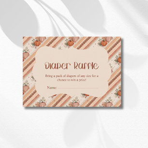 Little Pumpkin Cream Orange Striped Diaper Raffle Enclosure Card