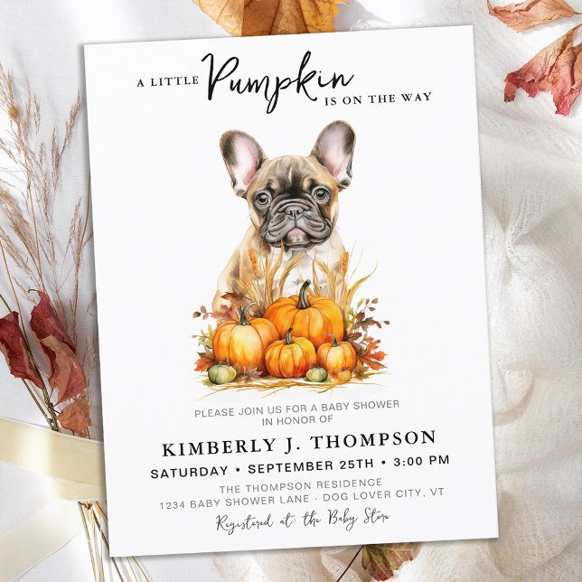 Little Pumpkin Cute Puppy Baby Shower Invitation Postcard (Creator Uploaded)