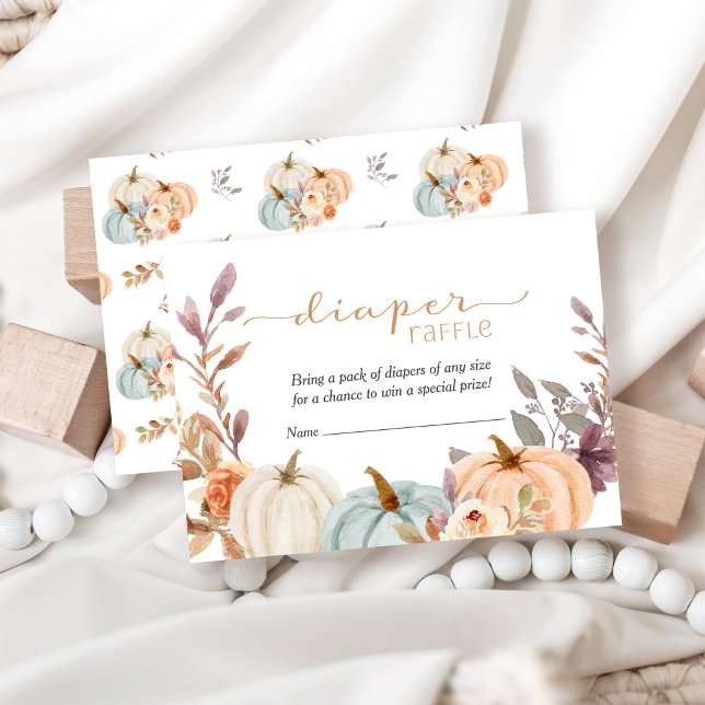 Little Pumpkin Diaper Raffle Baby Shower Enclosure Card (Creator Uploaded)