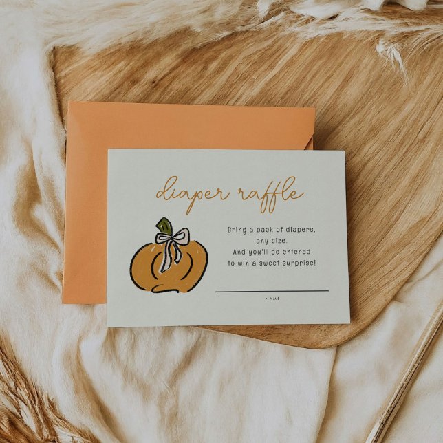 Little Pumpkin Diaper Raffle Baby Shower  Enclosure Card (Cute pumpkin baby shower diaper raffle enclosure card.)