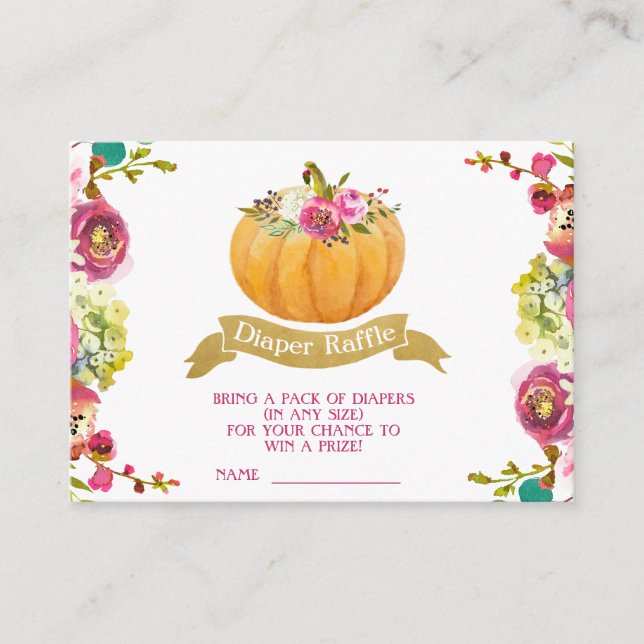 Little Pumpkin Diaper Raffle Enclosure Card (Front)