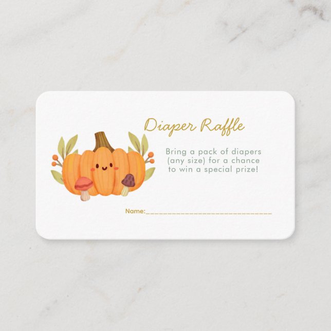 Little Pumpkin Diaper Raffle Enclosure Card (Front)