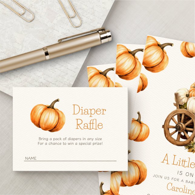 Little Pumpkin Diaper Raffle Shower Enclosure Card (Creator Uploaded)
