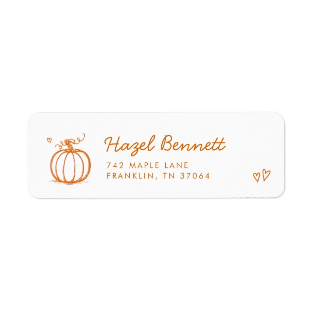 Little Pumpkin Doodle Baby Shower Return Address (Front)