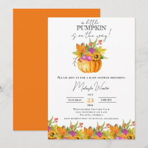 Little Pumpkin Editable autumn leaves Baby Shower Invitation