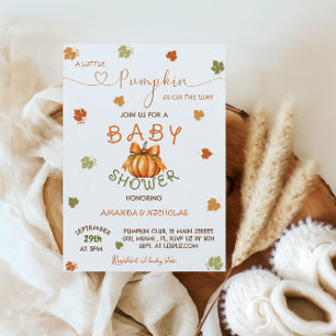 Little Pumpkin Elegant Baby Shower Fall Autumn Invitation