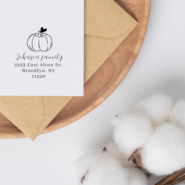 Little Pumpkin Elegant Family Return Address Rubber Stamp (Creator Uploaded)