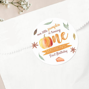 Little Pumpkin Fall 1st Birthday Classic Round Sticker