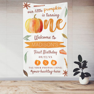 Little Pumpkin Fall 1st Birthday Party Welcome Banner