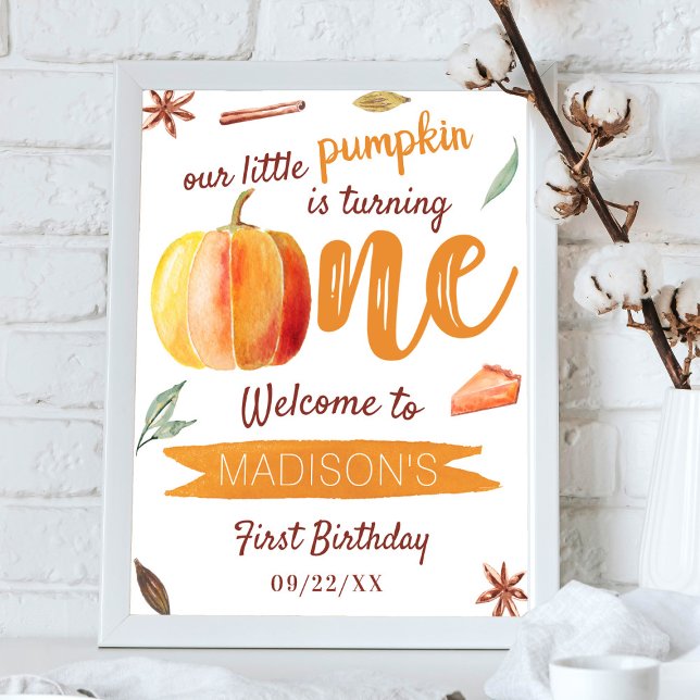 Little Pumpkin Fall 1st Birthday Party Welcome Poster (Creator Uploaded)