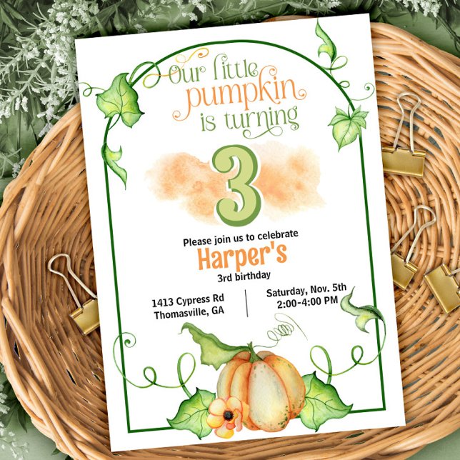 Little Pumpkin Fall Any Age Birthday Invitation (Creator Uploaded)