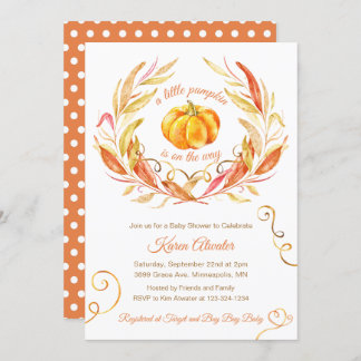 Little Pumpkin Fall Autumn Baby Shower Invitation