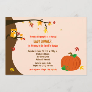 Little Pumpkin Fall Autumn Baby Shower Invitation