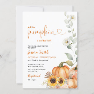 Little Pumpkin Fall Autumn Baby Shower  Invitation