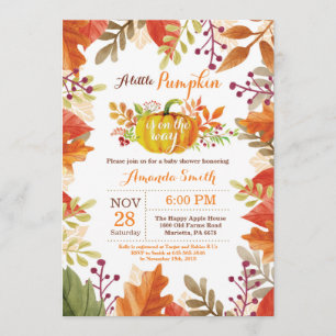 Little Pumpkin Fall Autumn Baby Shower Invitation