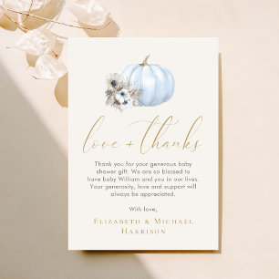 Little Pumpkin Fall Baby Boy Shower Thank You Card