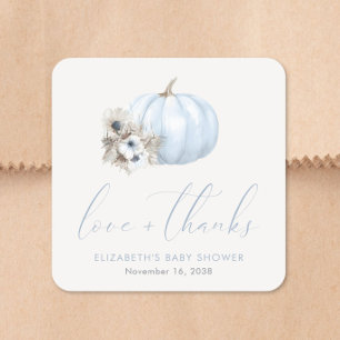 Little Pumpkin Fall Baby Boy Shower Thank You Square Sticker