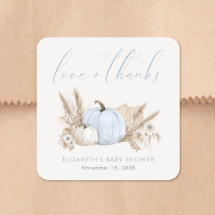Little Pumpkin Fall Baby Boy Shower Thank You Square Sticker