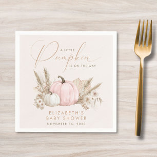 Little Pumpkin Fall Baby Girl Shower Napkin