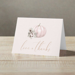 Little Pumpkin Fall Baby Girl Shower Thank You Card