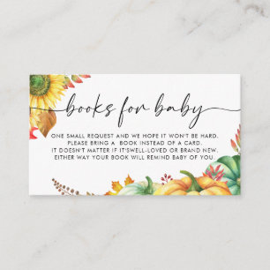 Little Pumpkin Fall Baby Shower Books for Baby Enclosure Card