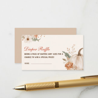 Little pumpkin fall Baby Shower Diaper Raffle Enclosure Card