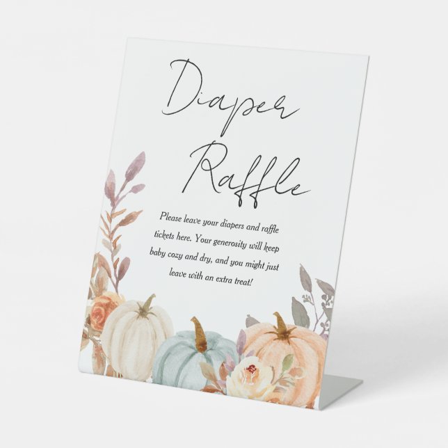 Little Pumpkin Fall Baby Shower Diaper Raffle Sign (Front)